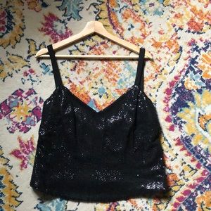 Vintage Black Sequined Top Size Medium